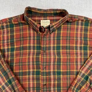 Cabela's Legendary Flannel Shirt Plaid Button Down Men 3XL Tall Cotton Orange